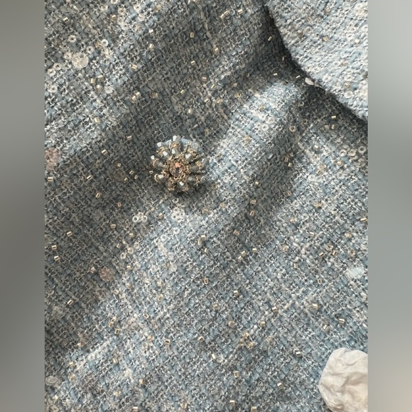 Self Portrait BLUE SEQUIN BOUCLE MIDI DRESS - Picture 3 of 4